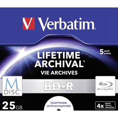 Verbatim 43823 M-Disc Blu-ray 25 GB 5 stuk(s) Jewelcase Bedrukbaar Verbatim 43823 M-Disc Blu-ray 25 GB 5 stuk(s) Jewelcase Bedrukbaar