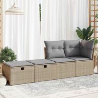 2-delige Loungeset met kussens poly rattan acacia beige - thumbnail