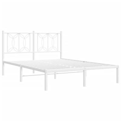 Bedframe met hoofdbord metaal wit 140x190 cm - thumbnail