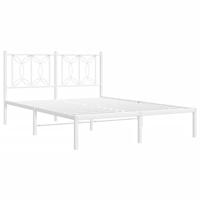 Bedframe met hoofdbord metaal wit 140x190 cm - thumbnail