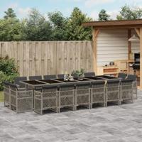 17-delige Tuinset met kussens poly rattan grijs - thumbnail