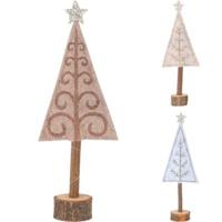 Decoratie kerstboom op voet vilt naturel 22 cm 3 assorti | 36 stuks - thumbnail