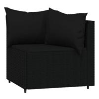 4-delige Loungeset met kussens poly rattan zwart - thumbnail