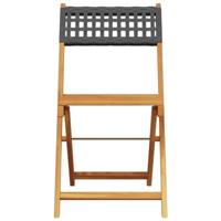 Bistrostoelen 2 st massief acaciahout en poly rattan zwart - thumbnail