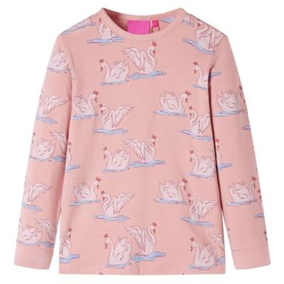 Kinderpyjama met lange mouwen zwanenprint 128 lichtroze
