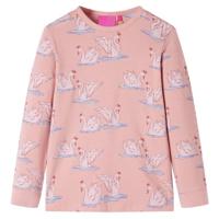 Kinderpyjama met lange mouwen zwanenprint 92 lichtroze - thumbnail