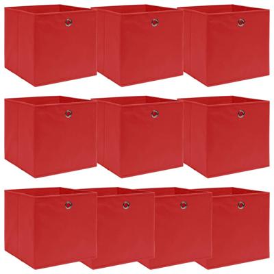 VidaXL Opbergboxen 10 st 32x32x32 cm stof rood VidaXL Opbergboxen 10 st 32x32x32 cm stof rood