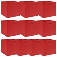 VidaXL Opbergboxen 10 st 32x32x32 cm stof rood - thumbnail