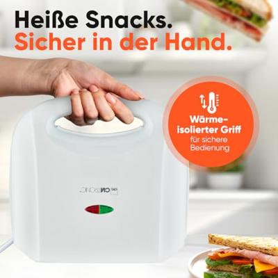 Clatronic ST 3813 Sandwich toaster Automatische temperatuuraanpassing, Anti-aanbaklaag Wit