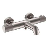 Wiesbaden Ribbd thermostatische badmengkraan hartafstand 15 cm geborsteld staal - thumbnail