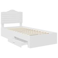 Bedframe met hoofdeinde met lade Wit 90 x 190 cm Bewerkt hout - thumbnail