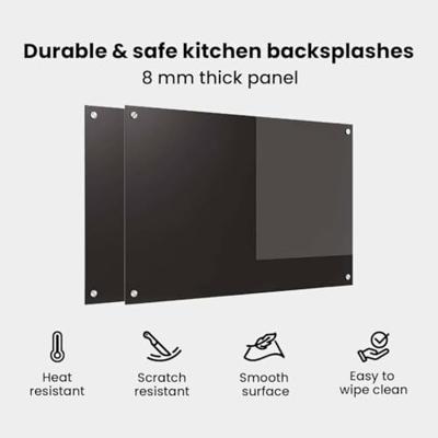 VidaXL Keuken achterwand 2 pcs zwart 90 x 60 cm gehard glas