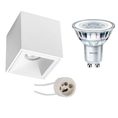Philips Opbouwspot Set Vierkant 90mm Mat Wit - Dimbaar GU10 2700K