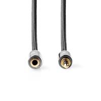 Stereo-Audiokabel | 3,5 mm Male - 3,5 mm Female | Gun Metal Grey | Gevlochten Kabel - thumbnail