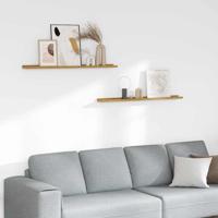 Wandplank met plank 2 pcs Beige 100 x 9 x 3 cm Bewerkt hout - thumbnail