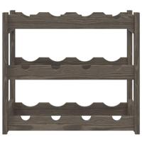 Wijnrek voor 12 flessen massief grenenhout grijs - thumbnail