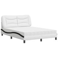 Bed met matras kunstleer wit en zwart 160x200 cm - thumbnail