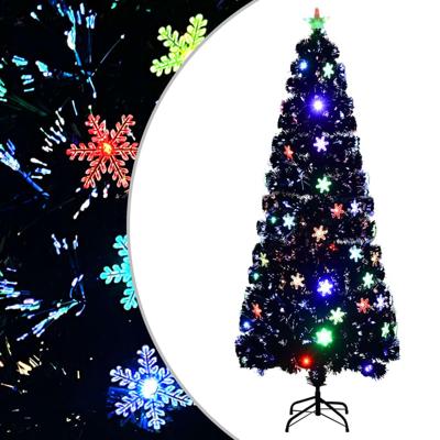 VidaXL Kerstboom met led-sneeuwvlokken 240 cm glasvezel zwart