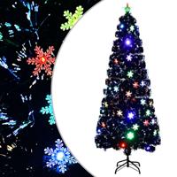 VidaXL Kerstboom met led-sneeuwvlokken 240 cm glasvezel zwart - thumbnail