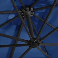 Zweefparasol met LED en stalen paal 250x250 cm azuurblauw - thumbnail