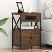 Nachtkastje 2 pcs Bruin Eiken 40 x 31 x 60 cm Bewerkt hout - thumbnail