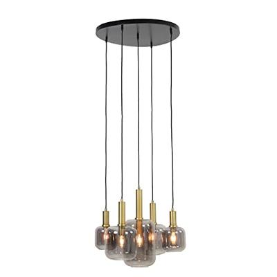 Light & Living Hanglamp 'Lekar' 5-Lamps, kleur Antiek Brons/Smoke - thumbnail