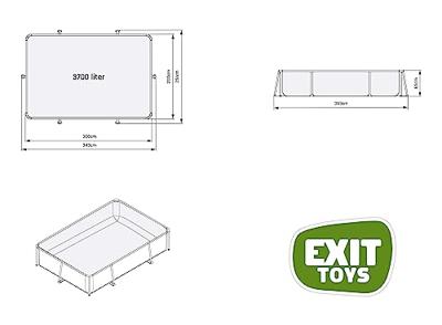 EXIT Frame Pool 300x200x65cm (12v Cartridge filter) - Grijs