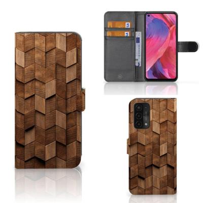 Book Style Case voor OPPO A54 5G | A74 5G | A93 5G Wooden Cubes Book Style Case voor OPPO A54 5G | A74 5G | A93 5G Wooden Cubes