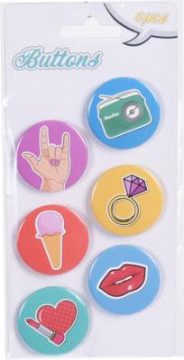 Buttons cartoon 4 cm set van 6 | 48 stuks