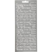 Creativ Company Stickers, onnea, vel 10x23 cm, zilver, 1 vel - thumbnail