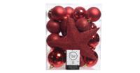 Kerstballenset kunststof kerstrood 32 st - thumbnail