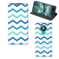 Nokia 3.4 | Hoesje met Magneet | Zigzag Blauw - thumbnail