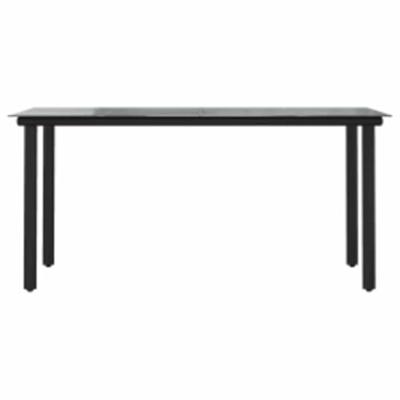 7-delige Tuinset met kussens poly rattan glas zwart