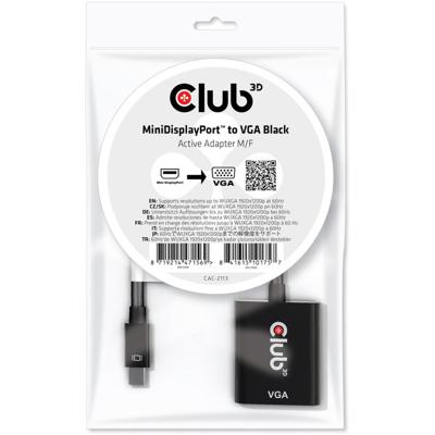 CLUB3D CAC-2113 kabeladapter/verloopstukje Mini Displayport VGA Zwart