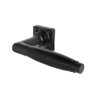 De Oude Deurklink Deurklink Deco geveerd zwart met vierkante rozet De Oude Deurklink Deurklink Deco geveerd zwart met vierkante rozet