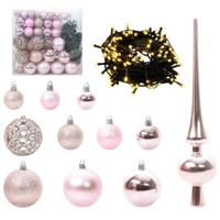 Kerstbal Set met 300 LED 120 pcs Roze Kunststof - thumbnail