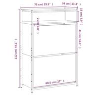 Schoenenkast 75x34x112 cm bewerkt hout zwart - thumbnail