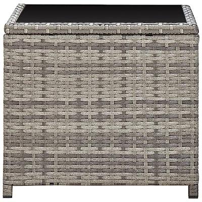 Salontafel 45x45x40 cm poly rattan en glas grijs Salontafel 45x45x40 cm poly rattan en glas grijs