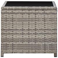 Salontafel 45x45x40 cm poly rattan en glas grijs - thumbnail