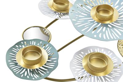 Kroonkandelaar DKD Home Decor Spiegel Gouden Metaal Munt Waterlelie (54 x 33 x 8 cm)