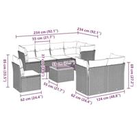 9-delige Loungeset met kussens poly rattan grijs - thumbnail