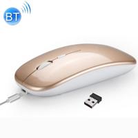 HXSJ M90 2.4 GHz ultradunne Mute oplaadbare dual-mode draadloze Bluetooth Notebook PC Mouse (goud) - thumbnail