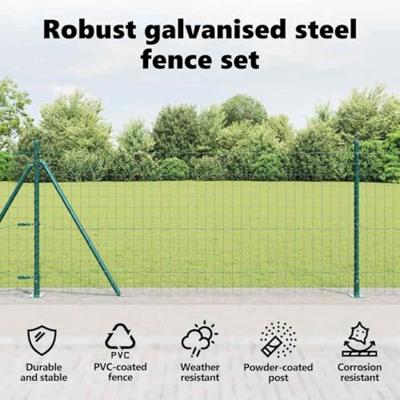 VidaXL Hek met paal groen 0,8 x 10 m staal