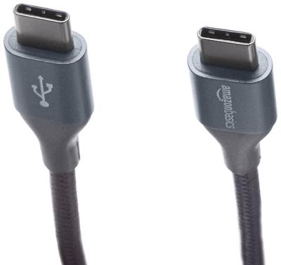 Amazon Basics Snellaadkabel, USB-C naar USB-A 2.0, omwikkeld met nylon vlecht, 480 MBit/s, USB-IF-gecertificeerd, voor Apple iPhone 15, iPad, Samsung Galaxy, tablets, laptops, 3 m, donkergrijs