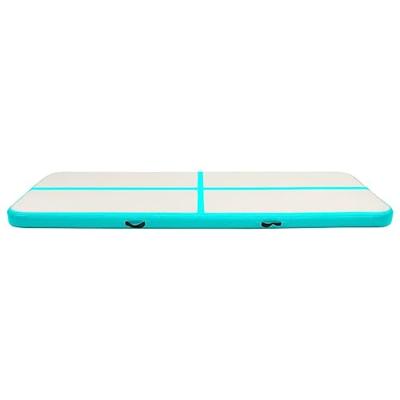 Gymnastiekmat met pomp opblaasbaar 400x100x15 cm PVC groen - thumbnail