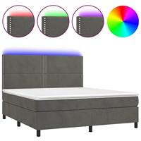 Boxspring met matras en LED fluweel donkergrijs 180x200 cm - thumbnail