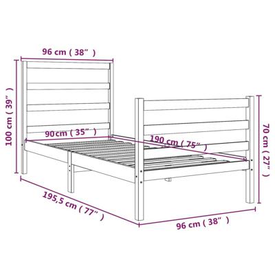 Bedframe massief grenenhout 90x190 cm