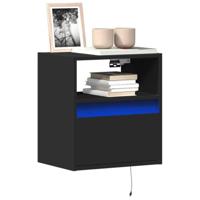 Tv-wandmeubels met LED-verlichting 2 st 41x31x45 cm zwart - thumbnail