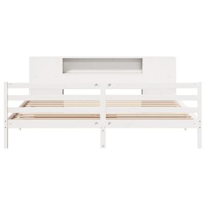 Bed met boekenkast zonder matras grenenhout wit 180x200 cm