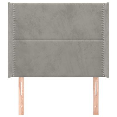 Hoofdbord met randen 83x16x118/128 cm fluweel lichtgrijs